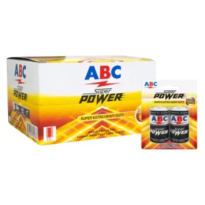 ABC Carbon Zinc R20 SPW 2 Baterai (D Size) 1 Box Isi 12 Hanger